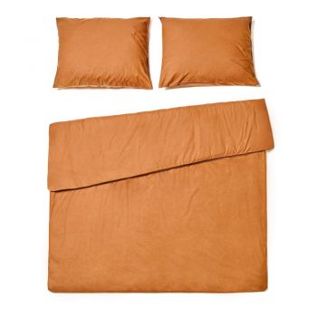 Lenjerie pentru pat dublu din bumbac stonewashed Bonami Selection, 160 x 220 cm, portocaliu teracotă ieftina