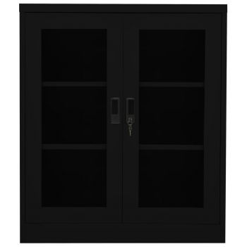 vidaXL Dulap de birou, negru, 90x40x105 cm, oțel