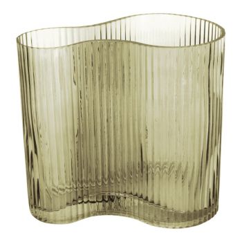 Vază din sticlă PT LIVING Wave, înălțime 18 cm, verde