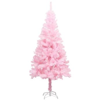 vidaXL Brad de Crăciun artificial cu LED-uri/globuri, roz 120 cm PVC