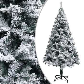 vidaXL Brad de Crăciun artificial cu LED-uri&zăpadă, verde, 120 cm