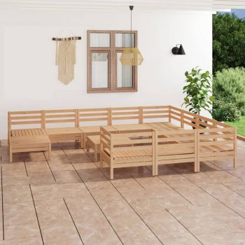 vidaXL Set mobilier de grădină, 12 piese, lemn masiv de pin