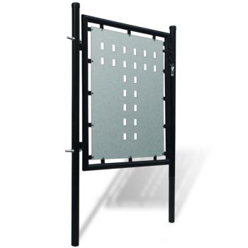 vidaXL Poartă de gard cu o ușă, negru, 100x125 cm