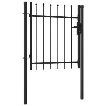vidaXL Poartă de gard cu o ușă, vârf ascuțit, negru, 1 x 1 m, oțel