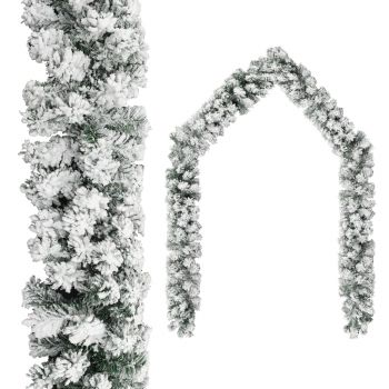 vidaXL Ghirlandă de Crăciun cu LED-uri și zăpadă, verde, 5 m, PVC
