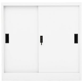 vidaXL Dulap de birou cu ușă glisantă, alb, 90x40x90 cm, oțel