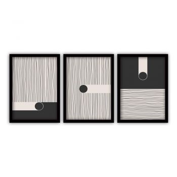 Set 3 tablouri cu ramă neagră Vavien Artwork Black, 35 x 45 cm