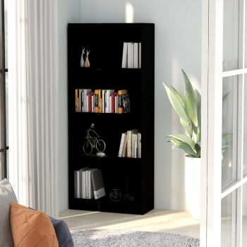 vidaXL Bibliotecă cu 4 rafturi, negru, 60 x 24 x 142 cm, PAL