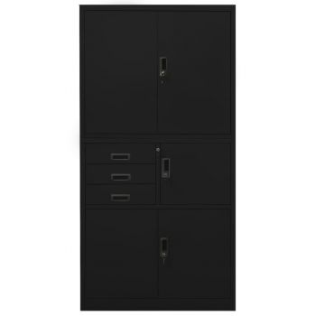 vidaXL Dulap de birou, negru, 90x40x180 cm, oțel
