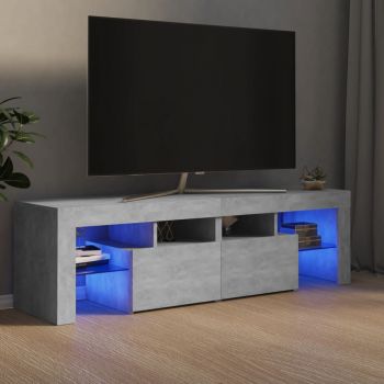 vidaXL Comodă TV cu lumini LED, gri beton, 140x36,5x40 cm