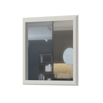 Oglinda decorativa cu rama din pal si MDF, Evergreen Ivoir Mat / Pin Polar, l77xH70 cm