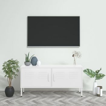 vidaXL Comodă TV, alb, 105x35x50 cm, oțel