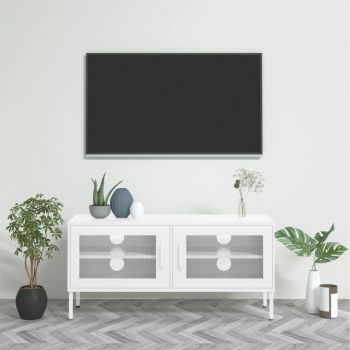 vidaXL Comodă TV, alb, 105x35x50 cm, oțel