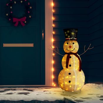 vidaXL Figurină decorativă Crăciun om zăpadă LED 120 cm țesătură lux