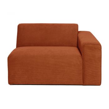 Modul canapea din reiat, portocaliu Scandic Sting, 124 cm, colț dreapta