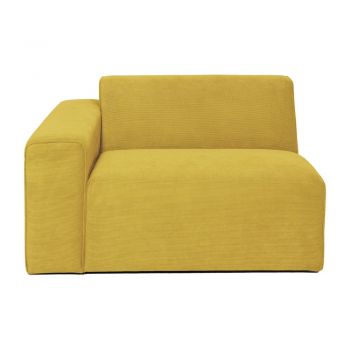 Modul cu tapițerie din reiat pentru canapea colț de stânga Scandic Sting, 124 cm, galben muștar