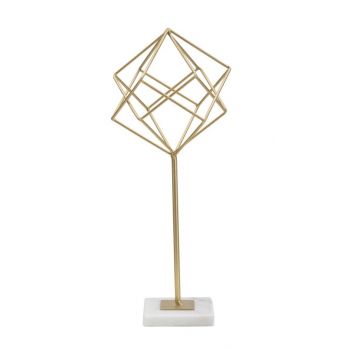 Decoratiune metalica, Abstract Cube Small Auriu / Alb, l16xA18xH41,5 cm