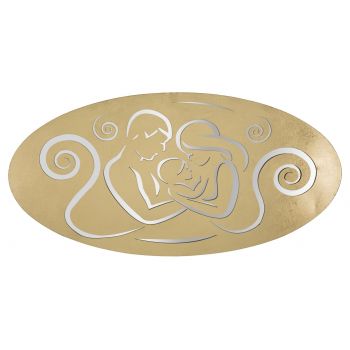 Decoratiune metalica de perete, Happy Family Auriu, l120xA2xH60 cm
