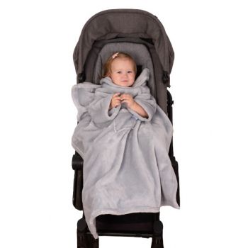 Patura pentru bebelusi cu maneci Kangoo mini 70x90 cm Grey