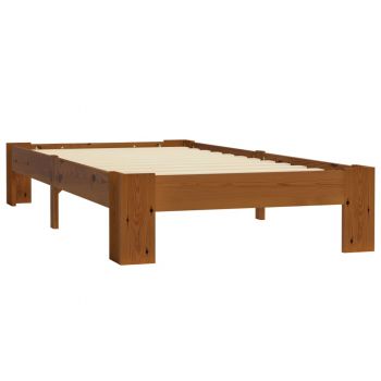 vidaXL Cadru de pat, maro deschis, 90 x 200 cm, lemn masiv de pin