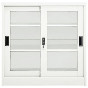 vidaXL Dulap cu ușă glisantă, alb, 90x40x90 cm, oțel