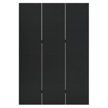 vidaXL Paravan de cameră cu 3 panouri, negru, 120x180 cm, oțel