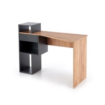 Masa de birou din pal, cu 1 sertar, Coffey Stejar Wotan / Antracit, L122xl57xH90 cm