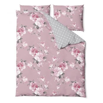 Lenjerie de pat din bumbac pentru pat dublu Bonami Selection Belle, 160 x 200 cm, roz