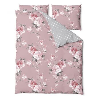 Lenjerie de pat din bumbac pentru pat dublu Bonami Selection Belle, 160 x 200 cm, roz ieftina