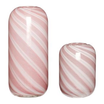 Set 2 vaze din sticlă Hübsch Candy, alb - roz