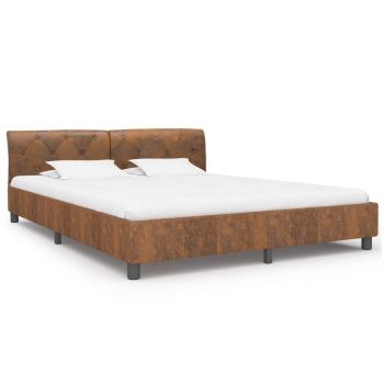 vidaXL Cadru de pat, maro, 160 x 200 cm, piele întoarsă ecologică