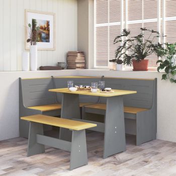 vidaXL Set mobilier bucătărie, 3 piese, maro miere&gri, lemn masiv pin