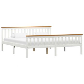 vidaXL Cadru de pat cu 2 sertare, alb, 180 x 200 cm, lemn masiv pin