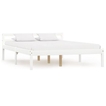 vidaXL Cadru de pat cu 4 sertare, alb, 140 x 200 cm, lemn masiv de pin
