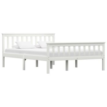 vidaXL Cadru de pat cu 4 sertare, alb, 140 x 200 cm, lemn masiv de pin