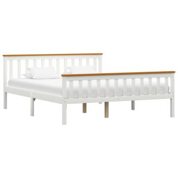 vidaXL Cadru de pat cu 4 sertare, alb, 160 x 200 cm, lemn masiv de pin