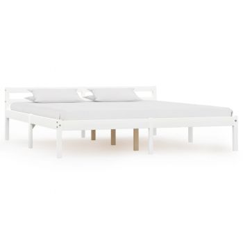 vidaXL Cadru de pat cu 4 sertare, alb, 160 x 200 cm, lemn masiv de pin