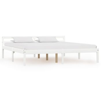 vidaXL Cadru de pat cu 4 sertare, alb, 180 x 200 cm, lemn masiv de pin