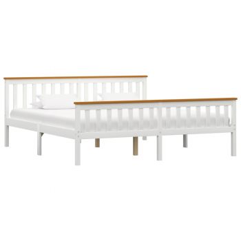 vidaXL Cadru de pat cu 4 sertare, alb, 180 x 200 cm, lemn masiv de pin