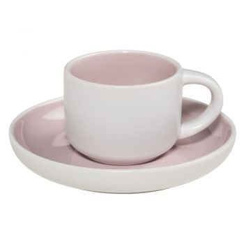 Cană pentru espresso cu farfurioară Maxwell & Williams Tint, roz - alb