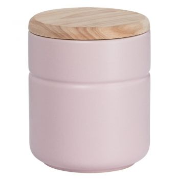 Recipient din porțelan cu capac din lemn Maxwell & Williams Tint 600 ml, roz ieftin