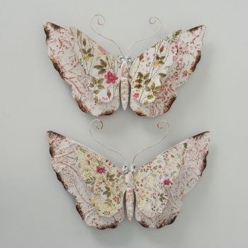 Set 2 decoratiuni suspendabile din metal, Rosalie Butterfly Multicolor, Modele Asortate, l33xH50 cm
