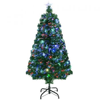 HomCom brad artificial, pom de Craciun, brad verde cu 16 becuri LED, decoratiune de Craciun 120 cm | AOSOM RO