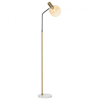 Lampa de Podea Moderna din Metal , Lampa de Design cu Abajur din Sticla pentru Becuri E27 40W, 50x25x160cm, Negru si Auriu HOMCOM | Aosom RO