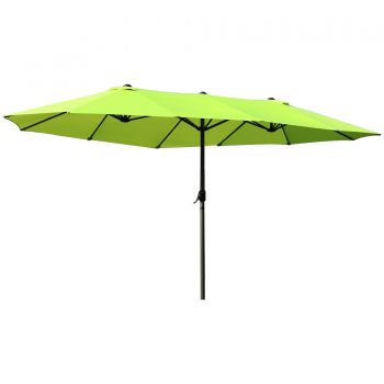 Umbrela de Gradina Outsunny, manivela, Otel si Poliester, Verde Deschis 460x270x240cm | Aosom RO