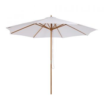 Outsunny Umbrela din Lemn Umbrela Soare pentru Gradina Balcon Alb 3 m | Aosom Ro