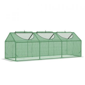 Mini sera de gradina pentru plante, legume, fructe cu 3 ferestre tip rulou si protectie PE Anti-UV, verde 180x60x60cm Outsunny | Aosom RO