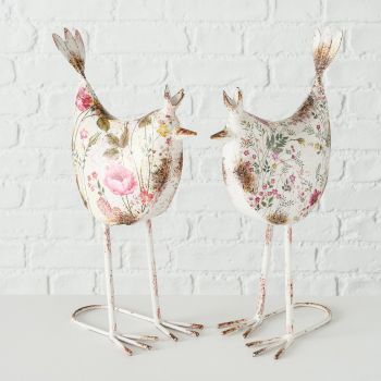 Set 2 decoratiuni din metal, Rosalie Chicken Multicolor, Modele Asortate, L15xl12xH35 cm