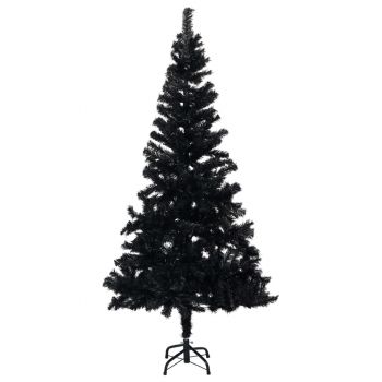 vidaXL Pom de Crăciun artificial cu LED-uri/suport, negru, 150 cm, PVC