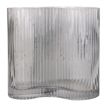 Vază din sticlă PT LIVING Wave, înălțime 18 cm, gri